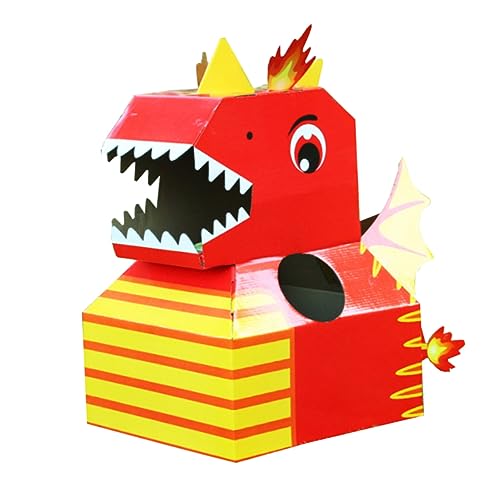 KICHOUSE 1Stk Dinosaurier-Kopf Dino-Kostüm aus Papier tragbarer Tierkarton dinosaurierkostüme für Kinder kinderkostüme Dinosaurier Spielzeug DIY tragbare Dinosaurierkleidung rot von KICHOUSE