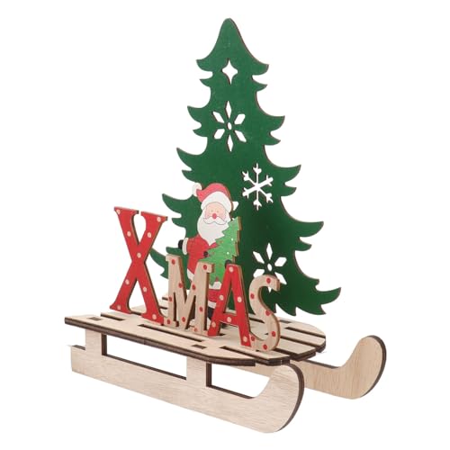 KICHOUSE 1stk Weihnachtsschmuck Weihnachten Holztischschild Desktop-Weihnachtsbaum Aus Holz Schlittenförmige Verzierung Weihnachtliche Tischdekoration Aus Holz Drinnen Hölzern Kunsthandwerk von KICHOUSE