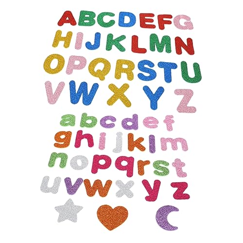 KICHOUSE 2 Kleinbuchstaben Aufkleber Nagelaufkleber Kinderaufkleber Alphabet Aufkleber Glitzerpulver Aufkleber Lustige DIY Aufkleber Dekorative Aufkleber Buntes Eva Glitzerpulver von KICHOUSE