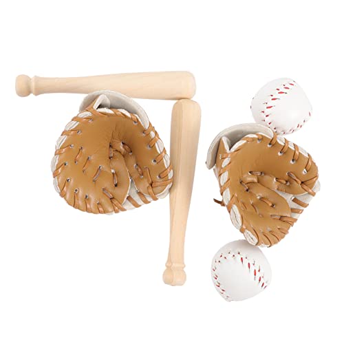 KICHOUSE 2 Sätze Baseball-Softball-Set Softball-handschuh Winziger Baseballhandschuh Spielzeug Für Draußen Miniatur Baseball-partygeschenke Fäustlinge Mini-sportbälle Leder Khaki von KICHOUSE