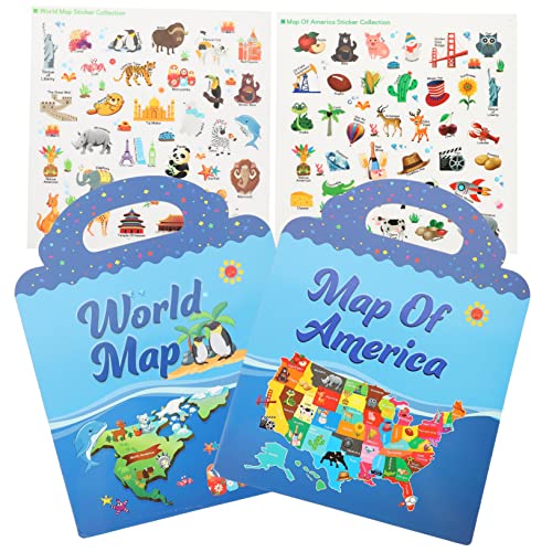 KICHOUSE 2 Sätze Stickerbuch für kinder Halloween-Girlande 3D Puffy Stickerbuch Aufkleberbuch Kinderspielzeug Buch mit Aufklebern zur Karte von Amerika Stickerbücher Puzzle von KICHOUSE