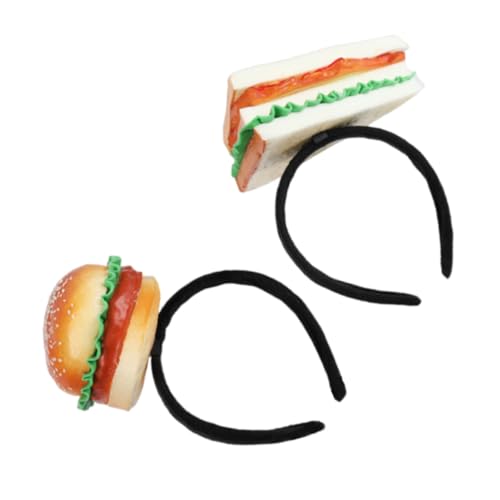 KICHOUSE 2 stücke Hamburger Stirnband für Erwachsene Jungen und Mädchen Halloween-Party Headwear Neuheit Burger Form Haarband von KICHOUSE