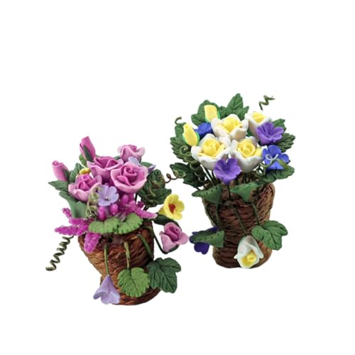 KICHOUSE 2 Stück Miniatur Blumentkorb Dekoration Teiliges DIY für Puppenhaus Landschaftsdeko Kreative Miniatur Blumenkorb Ornamente für Haus und Garten KICHOUSE 2 Stück Miniatur Blumentkorb Dekoration Teiliges DIY für Puppenhaus Landschaftsdeko Kreative Miniatur Blumenkorb Ornamente für Haus und Garten von KICHOUSE