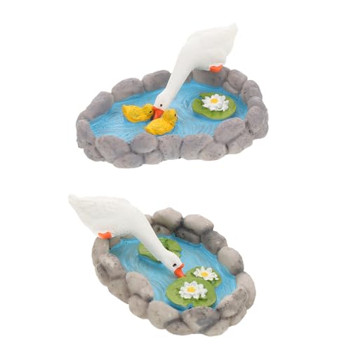 KICHOUSE 2 Stück Miniatur Teich Deko Teilig mit Realistischem Gänse und Lotusblumen Motiv Wetterfeste Harz Figuren für Garten Balkon und Innenbereich Kreative Miniatur Dekoration KICHOUSE 2 Stück Miniatur Teich Deko Teilig mit Realistischem Gänse und Lotusblumen Motiv Wetterfeste Harz Figuren für Garten Balkon und Innenbereich Kreative Miniatur Dekoration von KICHOUSE