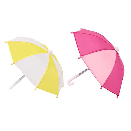 KICHOUSE 2 Stück Puppenschirm Puppenhaus Strand Gartenmöbel Deko Spielzeug Für Mädchen Mini Sonnenschirme Mini Regenschirme Mini Strandschirm Niedlicher Kleiner Regenschirm von KICHOUSE