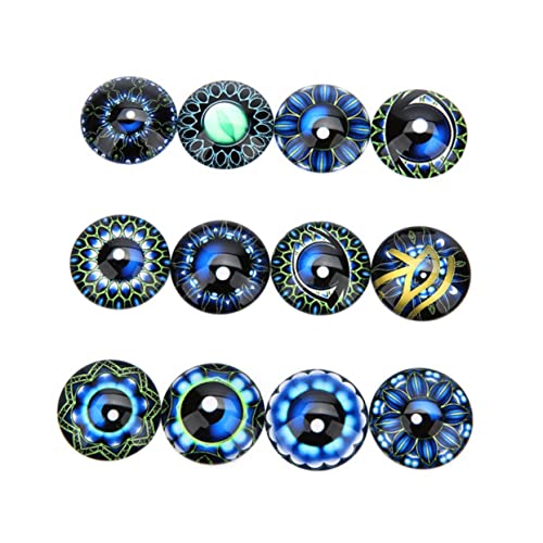 KICHOUSE 20St Edelsteine ​​Glasaufkleber geburtstagsmitgebsl DIY Glasflicken Scrapbooking Augenzeit gem Schmuckaufnäher runder Cabochon aus Glas Flecken Schmuckmaterial selber Machen Blue von KICHOUSE