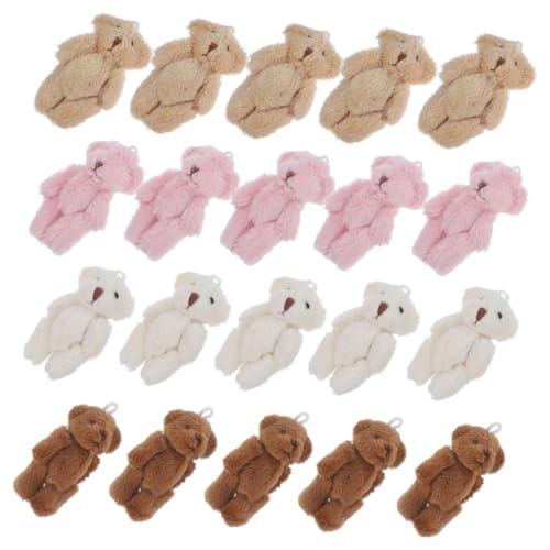 KICHOUSE 20st Ausgestopfte Bärenpuppe Bären-babyparty-Dekorationen Stofftier Bär Mini-plüschbären Mini-kuschelbären Plüsch-schlüsselanhänger Klauenmaschine Spielzeug Pp Baumwolle von KICHOUSE