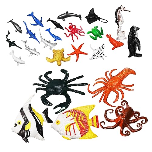 KICHOUSE 24 Stück Kleine Mini Meerestier Spielzeuge Tiere Spielzeug Für Kinder Winzige Meerestier Figuren Kleine Tropische Fischfiguren Mini Meerestier Figuren Badespielzeug Kleine von KICHOUSE