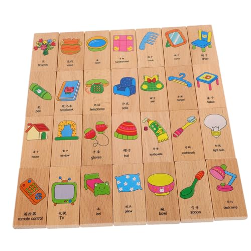 KICHOUSE 28-teiliges Kinder-Domino-Set Aus Holz Für Kinder, Unterhaltsame Und Interaktive Bausteine, Domino-Block, Domino-Spiel Für Partys von KICHOUSE