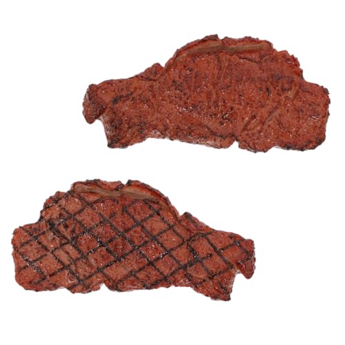 KICHOUSE 2St Food-Modell Spielzeugnahrung Mini-Essen für kinderspielzeug kinderknallzeug Kid Toys künstliche Steak-Requisiten falsches Fleisch Plastik Brown von KICHOUSE