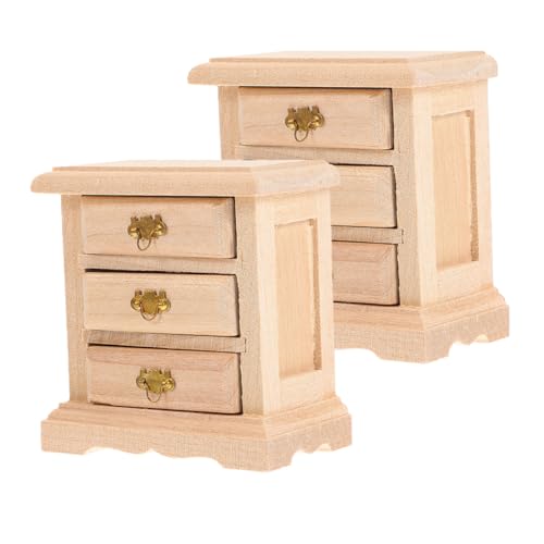 KICHOUSE 2St Puppenhaus-Nachttisch Nachttisch für Puppen Mini- -Nachttisch Nachttische Bed Table Möbel Miniatur-Holzschrank Modell Vitrine Foto Ornamente Dekorationen Baby von KICHOUSE