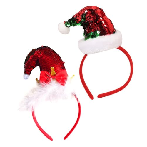 KICHOUSE 2St Weihnachtsmütze Topper Weihnachtskostüme Haarreifen Stirnband mit Maskerade weihnachts haarspangen christmas headband Weihnachtskopfbedeckung süßes Weihnachtsstirnband Stoff von KICHOUSE