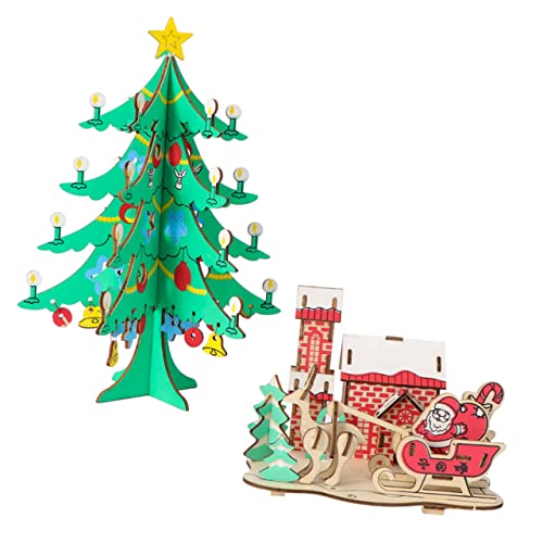 KICHOUSE 2st 3D-Stereo-Weihnachtsbaum-Modell-Puzzle Holzpuzzle Für Jungen Puzzles Aus Holz Spielzeug Kind Hölzern von KICHOUSE