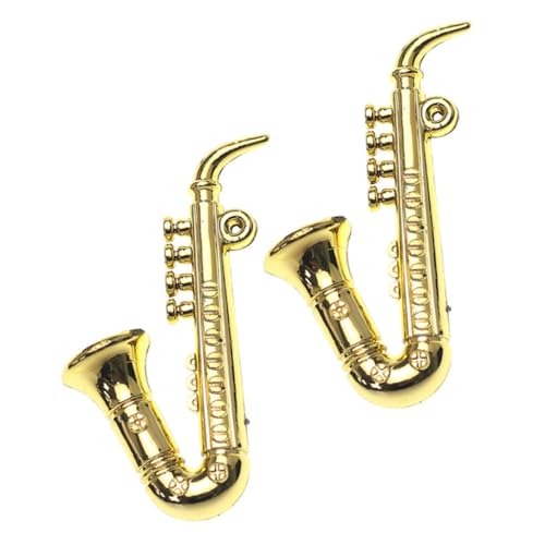 KICHOUSE 2st Miniatur-Saxophon Miniatur-Musikinstrument Puppenhaus-trompete Miniaturtrompete Miniatur-altsaxophon Mini-saxophonfigur Klein Plastik Dekoratives Rohr Kind von KICHOUSE
