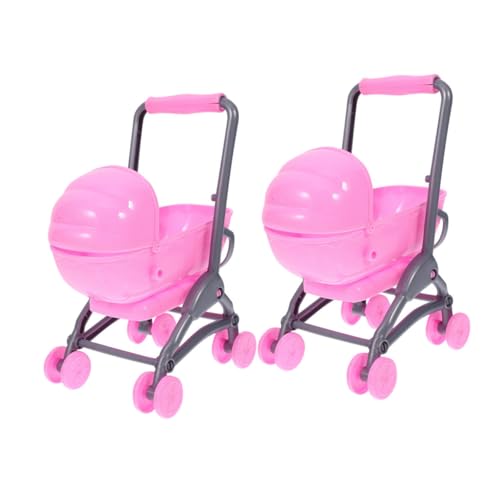 KICHOUSE 2st Spielzeugkinderwagen Für Kinder Puppen Babyspielzeug Zubehör Für Babypuppen Kinderwagen Spielzeug Puppenhausmöbel Simulierter Puppenwagen Kleiner Puppenwagen Abs Rosa von KICHOUSE