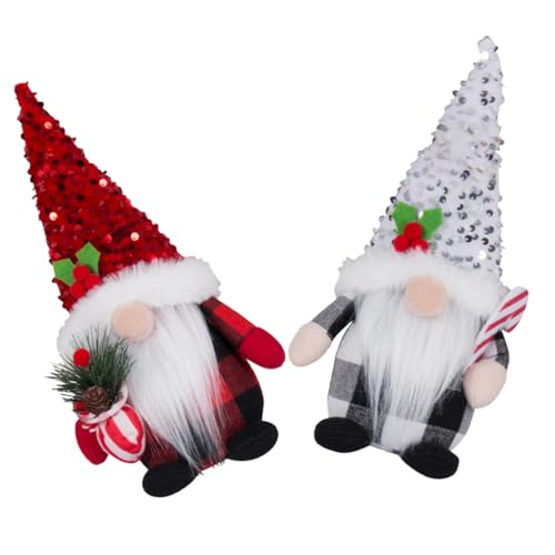 KICHOUSE 2st Weihnachtswichtelpuppen Tischzwergpuppe Feiertagsschmuck Dekorative Puppen Ausgestopfte Wichteldekorationen Weihnachtswichtel GNOME Puppenschmuck Zarter Gnom Stoff von KICHOUSE