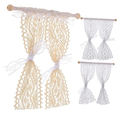 KICHOUSE 3 Stück Teiliges Mini Puppenhaus Gardinen Miniatur Fenster Gardinen Spitzenmodell Dekoratives Zubehör für Kleine Puppenhausfenster und Detailreich KICHOUSE 3 Stück Teiliges Mini Puppenhaus Gardinen Miniatur Fenster Gardinen Spitzenmodell Dekoratives Zubehör für Kleine Puppenhausfenster und Detailreich von KICHOUSE