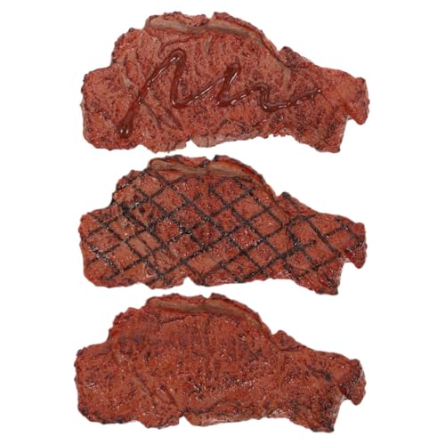 KICHOUSE 3 Stücke Steak-Modell Fake-Steak-Requisite Künstliches Lebensmittelmodell Dekoratives Steakmodell Künstliches Steakfleisch Simuliertes Gekochtes Fleisch Simuliertes Steak PVC von KICHOUSE