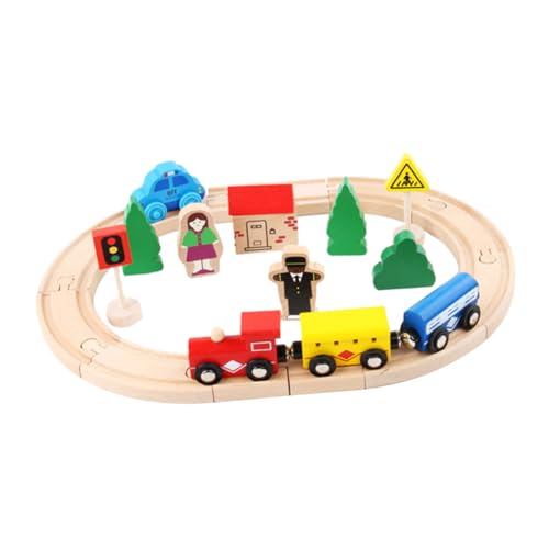 KICHOUSE 32 Teiliges Kinder Puzzlespielzeug Set Aus Buchenholz Wechselnde Waggons Für Holzeisenbahn Kreatives Spielzeug Für Kleinkinder Fördert Motorik Und Fantasie Ab 3 Jahren von KICHOUSE