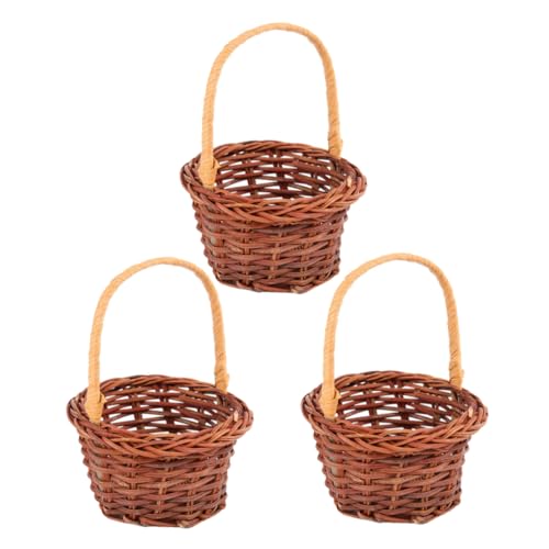 KICHOUSE 3St Handtasche ablagekörbe kühlkorb einkaufskorb Puppenhausdekoration spielzeugkorb dekoringe Spielzeugkisten Miniatur Weiden Korb-Modell Aufbewahrungskorb Ornament Rattan Coffee von KICHOUSE