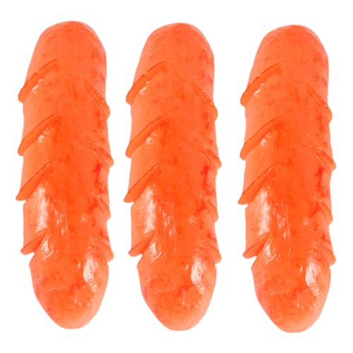 KICHOUSE 3St Küchenbratwurst für zu Hause küchendekoration fensterdeko Küchenfleischspielzeug Spielen gefälschter Hot Dog Fake-Hot-Dog-Modell künstliches Lebensmittelmodell PVC Orange von KICHOUSE