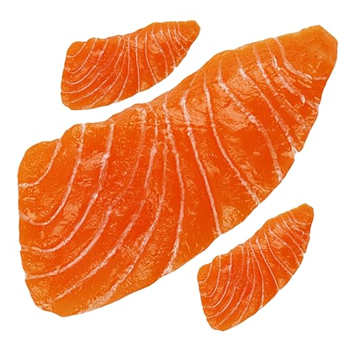 KICHOUSE 3St Simulation Lachs Fischfleisch Modelle künstliche Lachsmodelle simuliertes Lachsdekor Lebensmittelmodelle hochzeitsdekoration schaukästen Lachs-Modell Foto-Requisiten PVC Orange von KICHOUSE