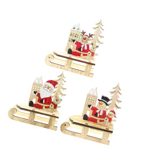 KICHOUSE 3St Weihnachtsschmuck für den Schreibtisch weihnachtsdeko aus Holz Statue puzzletisch Holzpuzzles für Kinder Elch Holzpuzzles gebaut Dekorationen Hölzern von KICHOUSE