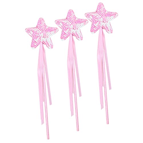 KICHOUSE 3St Zauberstab Bulk-Spielzeug für Kinder Zauberstäbe für Bühnenauftritte das Blitzkostüm Fairy Wand kinderspielzeug tragbare Engelsstäbe glänzendes Feenrutenspielzeug Stoff Rosa von KICHOUSE