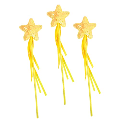 KICHOUSE 3St Zauberstab Glitzer Zauberstäbe Flash-Kostüm tragbare Engelsstäbe Kinderspielzeug Feenstab-Set Stern heeloween Fairy Wand Toys Foto-Requisite dekorativer Feenstab Plastik Yellow von KICHOUSE