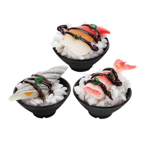 KICHOUSE 3st Sushi-Simulation Kinderspielzeug Lebensmittelmodell Spielzeug Sushi-Reis-Spiel Spielzeugnahrung Essen Spielen Spielzeugküchenzubehör Essensmodell Spielen Essen Vorgeben PVC von KICHOUSE