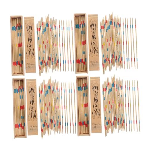 KICHOUSE 4 Kisten Holzpickel Pick-up-Sticks-Spiel Box für Pick-up-Stöcke aus Holz Spielzeug Familien Spiel Lernstäbchen aus Holz Nostalgie Farbkasten Spielzubehör Stock Kind Pick-Stick von KICHOUSE