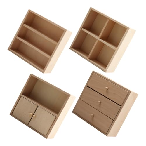 KICHOUSE 4 Stück Miniaturmöbel aus Massivholz Realistisches DIY Puppenhaus Wohnzimmer Sideboard und Bücherregal Detailgetreue Kleine Möbel für Puppenhaus Dekoration und Szene KICHOUSE 4 Stück Miniaturmöbel aus Massivholz Realistisches DIY Puppenhaus Wohnzimmer Sideboard und Bücherregal Detailgetreue Kleine Möbel für Puppenhaus Dekoration und Szene von KICHOUSE