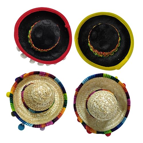 KICHOUSE 4 Stück Sombrero-kopfbedeckung Mini-hut Cinco De Mayo Partyhüte Mexikanischer Hut Fiesta-sombrero-stirnband Mini-sombrero-hut Mini-sombrero-stirnbänder Strohhut Mexiko-hut Bambus von KICHOUSE