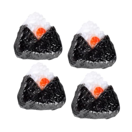 KICHOUSE 4 Stück Sushi-Reisbällchen wohnaccessoires japanische küche lebensechtes Fischfleisch gefälschter Lachs Puppenhaus Mini japanische Reisbällchen Mini-Japanisches Essen Dreieck Snack von KICHOUSE