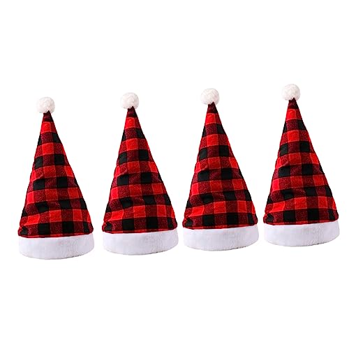 KICHOUSE 4 Stück Weihnachtsmütze Weihnachtsmannmütze Pullover Fedora-hut Partyhüte Für Erwachsene Weihnachtsmann-cosplay-kostüm Weihnachts-party-hüte Hüte Für Kinder Hut Anziehen Stoff von KICHOUSE