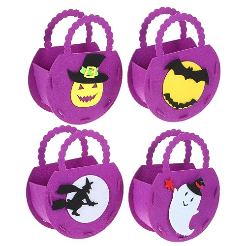 KICHOUSE 4 Stück halloween geschenktüten halloween konfekttüten Taschen für Halloween-Leckereien Einhorn-Tasche Goodie-Bag Taschen für Halloween-Leckerbissen Filzstoff Violett von KICHOUSE