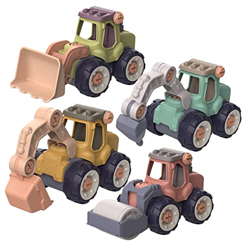 KICHOUSE 4pcs Arbeitende Autos Kinder Autos DIY Plaything Model Assembly Spielzeugbaugruppe Bagger Für Kinder von KICHOUSE