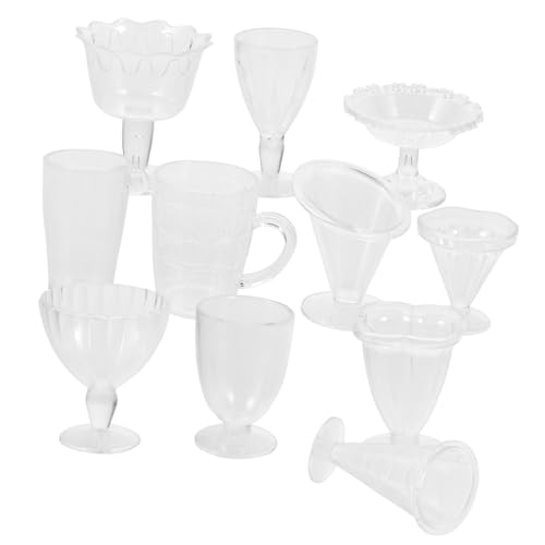 KICHOUSE 5 Mini transparente Tasse Tassen im Maßstab 1:12 winzige Trinkgläser catchring tatsächl Weingläser Puppenhaus Mini-Hauspokal Mini-Weinbecher Essen Spielen Weinglas vorgeben Zubehör von KICHOUSE