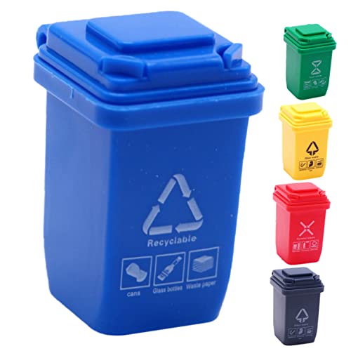 KICHOUSE 5St Mini-Mülleimer Kreislocher Kleiner Mülleimer Puppenhaus-Mülleimer Deckel hühner gieskanne kinderspielzeug Sandtisch Mülleimer Mikrolandschaftsdekor Plastik von KICHOUSE