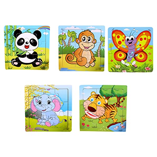 KICHOUSE 5st Kinderrätsel Tiere Spielzeug Puzzle-Spielzeug Tierische Rätsel Puzzles Für Kinder Holzpuzzle Für Erwachsene Lernspielzeug Holzpuzzle Für Kinder Spielzeuge Karikatur Hölzern von KICHOUSE