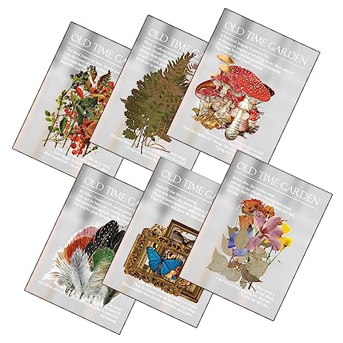 KICHOUSE 6 Sets Haustier Aufkleber Packung Nagelaufkleber Blumenaufkleber Scrapbook Handkonto Aufkleber Pflanzen Stil Etikettenaufkleber Tagebuch Dekorationsaufkleber DIY von KICHOUSE