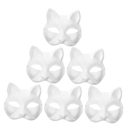 KICHOUSE 6 Stück Leere Katzenmasken Unbemalte Cosplay Maske Aus Für Kostümpartys Halloween Und Maskeraden Ideal Zum Bemalen Und Personalisieren von KICHOUSE