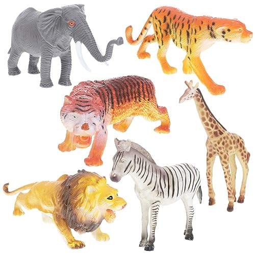 KICHOUSE 6 Stück Wildtiere Spielzeugset Aus Tiger Leopard Giraffe Zebra Und Elefant Bunte Tierfiguren Für Kinder Und Sammler Ideal Für Spiel Und Dekoration von KICHOUSE