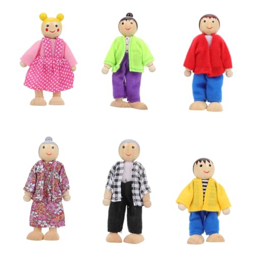 KICHOUSE 6St Puppe Mini-Actionfiguren Holzspielzeug Weihnachten Strumpf Spielzeuge weihnachtsdeko weihnachtssocken Miniatur Baby Asien Familienset schmücken Textil- von KICHOUSE