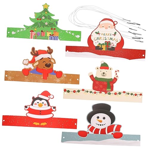 KICHOUSE 6St Weihnachtsbedarf weihnachtsdeko weihnachtsmannmützen Weihnachts Deke Santa Hats Weihnachtsmütze aus Papier Weihnachten Hüte im Weihnachtsstil Rollenspiel-Weihnachtspapierhüte von KICHOUSE