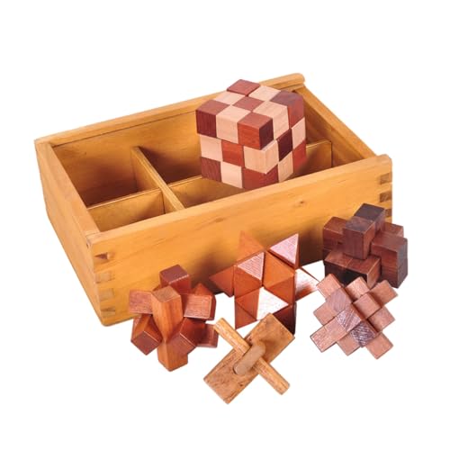 KICHOUSE 6St iq-Puzzle Holz 3D-Puzzle 3D-Puzzlekugel Erwachsener Minsuo Ming Luban-Schloss Bambus von KICHOUSE