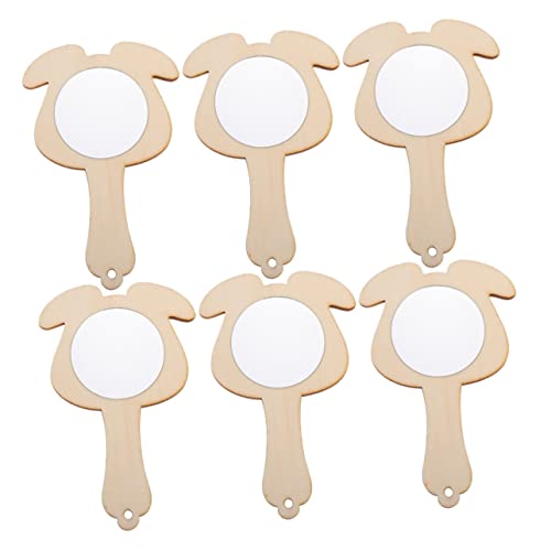 KICHOUSE 6st Holzspiegel Kinderspielzeug Mini- Bastelsets Für Schminkspiegel Für Blumenaufkleber Babyspiegel Für Die Wand Malen Mädchen Hölzern Khaki von KICHOUSE