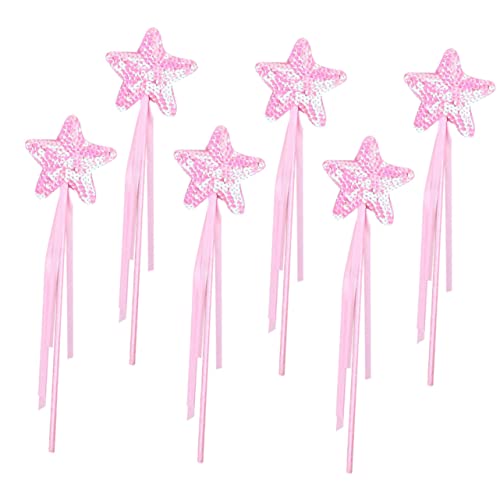 KICHOUSE 6st Zauberstab Aus Pailletten Funkeln Bausatz Sterne Fee Sticks Fee Kostüm Requisit Spielzeug Feenhafte Requisiten Sternenfee Ballettröckchen Party Feenstab Rosa Plastik von KICHOUSE