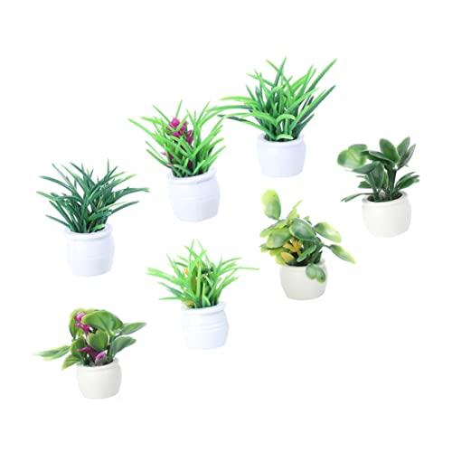 KICHOUSE 7st Mini-topfpflanze Sukkulenten Eingetopft Künstliche Zimmerpflanzen Gefälschte Pflanze Miniatur Lilie Künstliche Pflanzen Zur Dekoration Im Freien Blumendekor Green Plastik von KICHOUSE