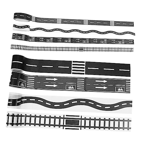 KICHOUSE 8 Rollen Verkehr und Papier bastelzeug Marker spielzeugautos drehzeug Toy Cars Spielsets für Spielzeugfahrzeuge dekoratives Washi-Tape Washi-Tape-Aufkleber Straßenband Black von KICHOUSE